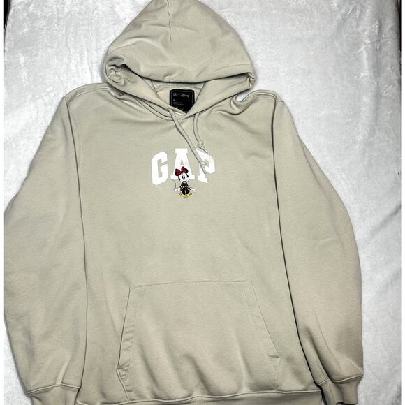 Gap x Disney Size Large Minnie Mouse Hoodie Adult‎ Sweatshirt Pocket Beige - Picture 1 of 8